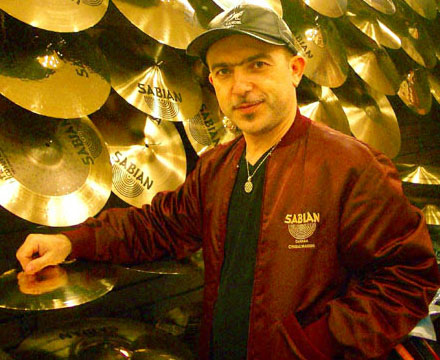 Tony selecting his new cymbals at Midi 'N' Sound